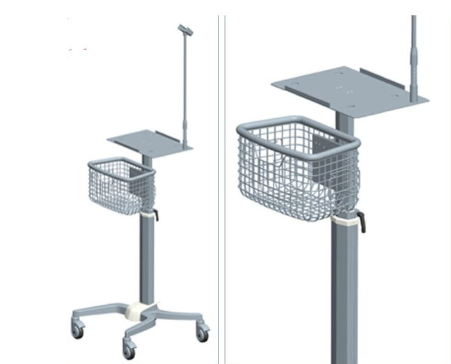 حامل جهاز ECG مدمج للعيادات – Stand with Basket